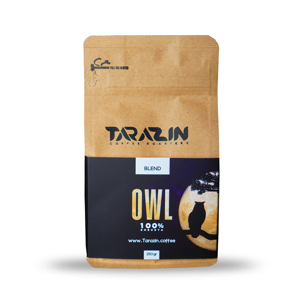 قهوه 100 روبوستا – ۲۵۰ گرم جغد- برشته کاری قهوه تارازین